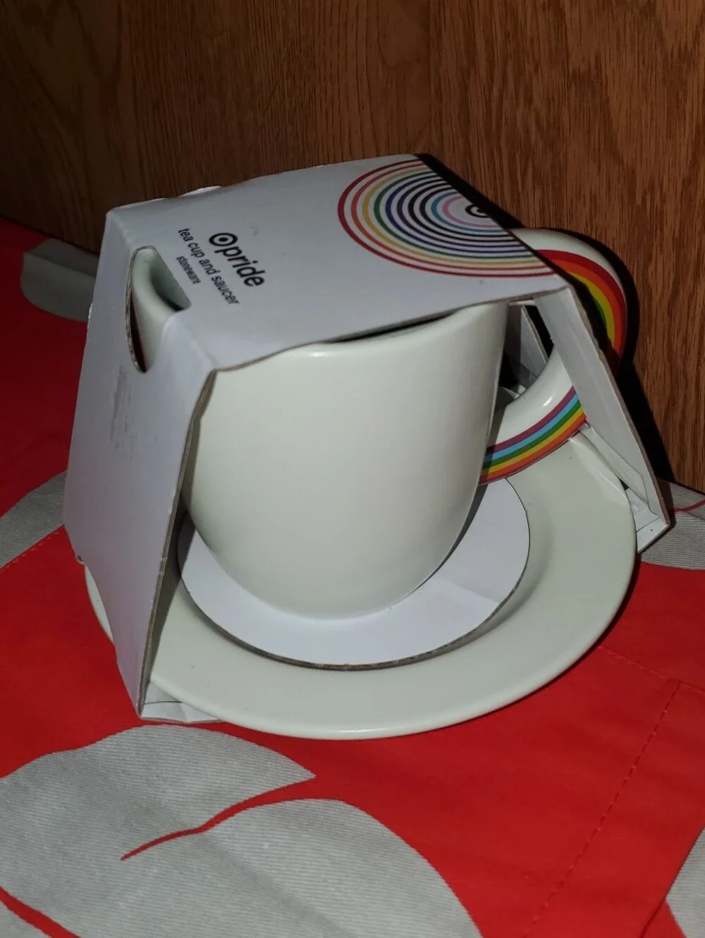 NWT Target Pride 2025 Rainbow Tea Cup and Saucer Plate Stoneware Set - Off White